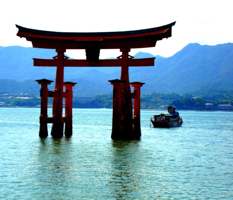 Photo of the floating torii gate at Miyajma Island:  here is a guide for how to learn Japanese using free or inexpensive resources